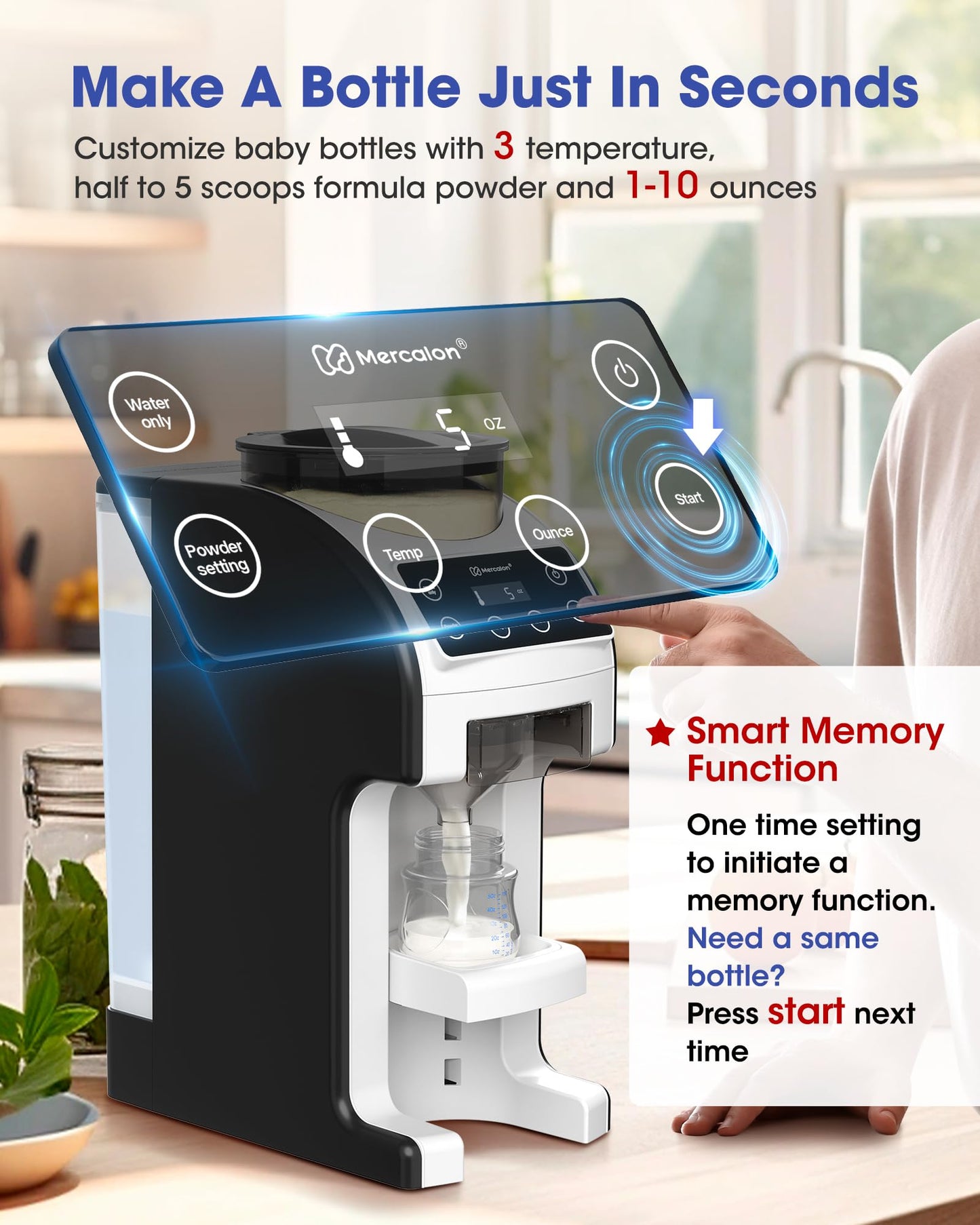 Instant Formula Maker, Fast and Customizable Formula Dispenser Machine with Accurate Temperature Control for Baby, Automatic Powder Blending for All Brands of Bottles and Formula, White