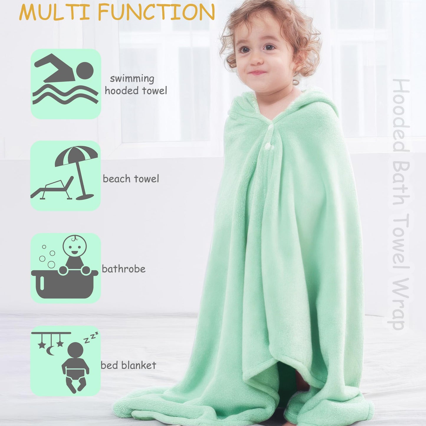Toddler Hooded Bath Towel 27.5" X 55" Baby Towels with Hood Frog Soft Absorbent Toddler Towel Poncho Baby Hooded Blanket for Boys Girls