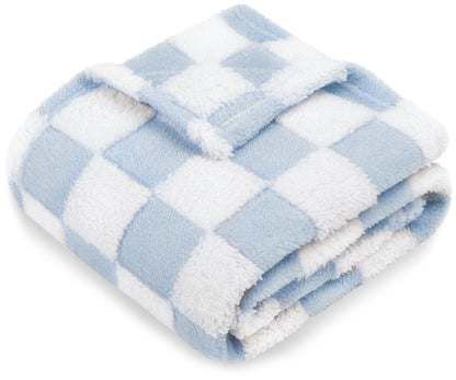 HOMRITAR Checkered Baby Blanket for Boy Girls Ultra Soft Fluffy Fuzzy Toddler Blankets with 3D Chessboard Grid Warmer Comfort Reversible Bed Blanket for Winter 350GSM Black 30 x 40 Inch