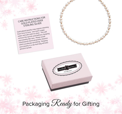 Cherished Moments Children's 14K Gold-plated over Sterling Silver Bracelet with White High-End Simulated Pearls for Babies, Infants, Toddlers, and Girls
