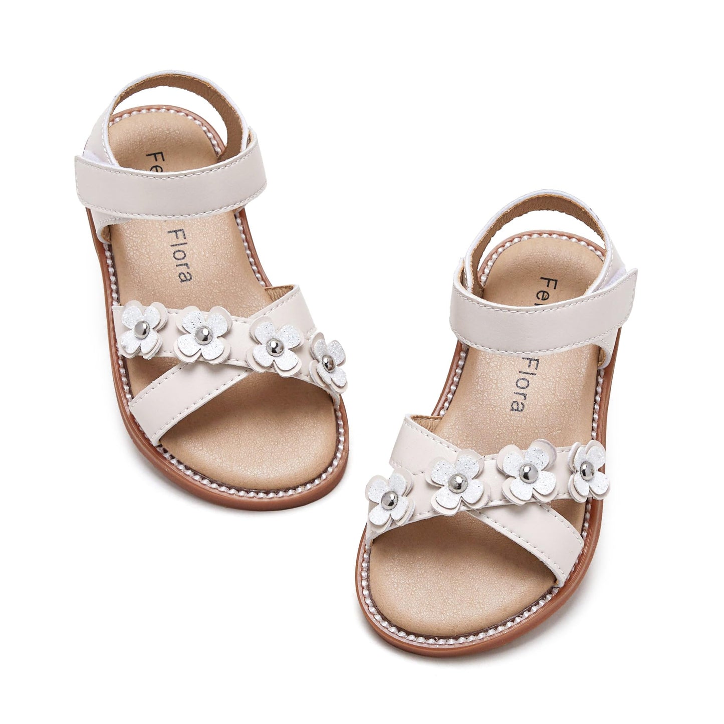 Felix & Flora Toddler Girls Sandals Soft Rubber Flats Summer Baby Flower Girl Shoes.
