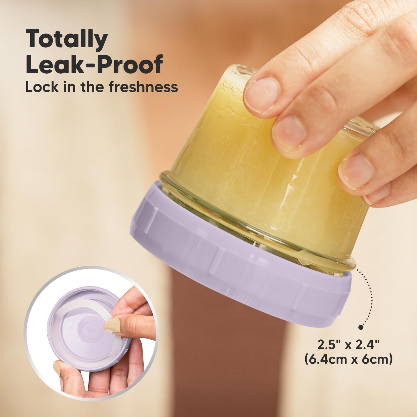 KeaBabies 4pk 8oz & 4pk 4oz Glass Baby Food Containers with Lids - Leak-Proof,Microwavable Small Glass Jars,Baby Purees & Toddler Snack Storage Containers,BPA-Free,Dishwasher & Freezer Safe(Musk Dusk)