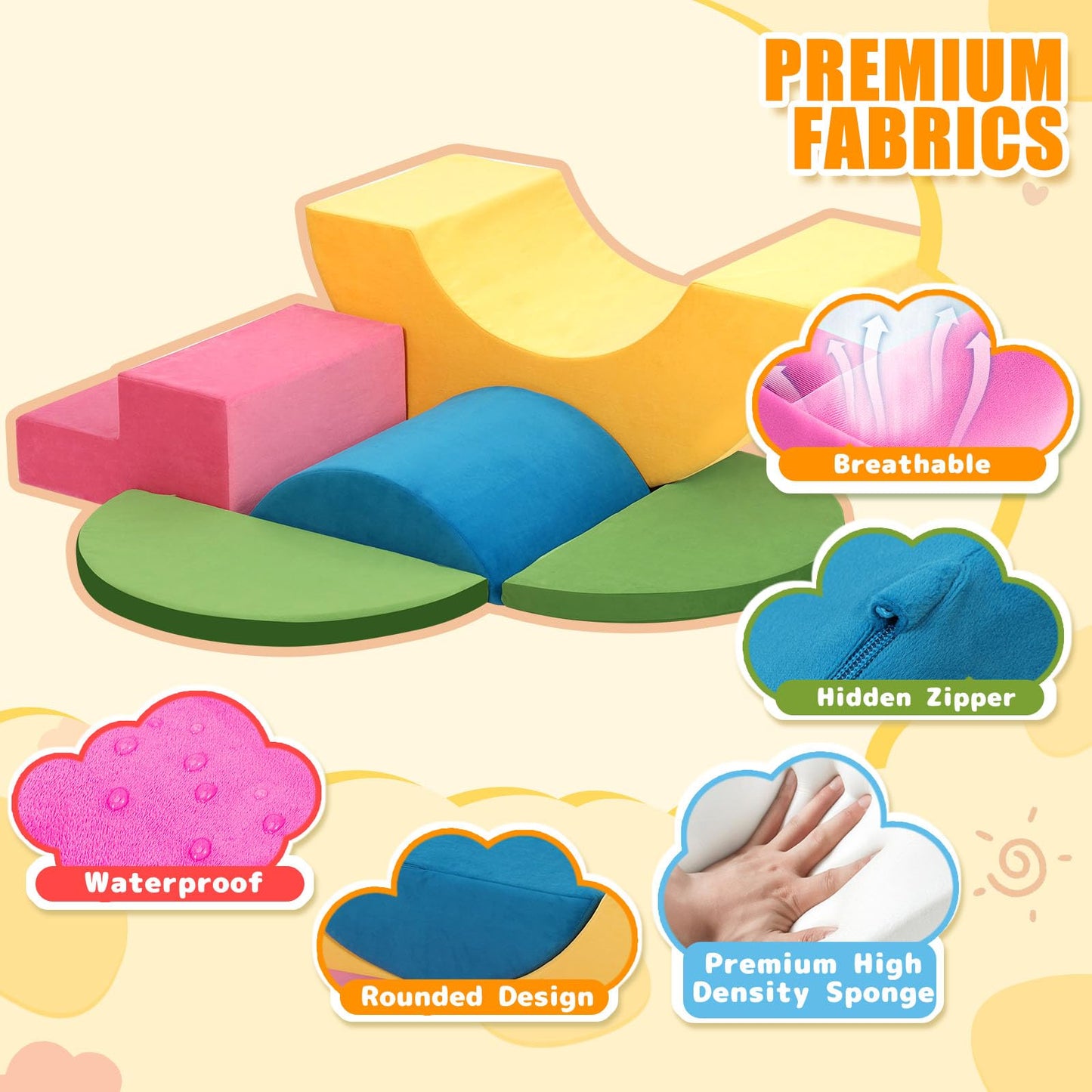 Toddler Climbing Toys Indoor, 7-Piece Colourful Foam Climbing Blocks, Soft Play Climbing for Toddlers, Modular Crawling & Sliding Play Set for Toddlers 1-3 Years Old