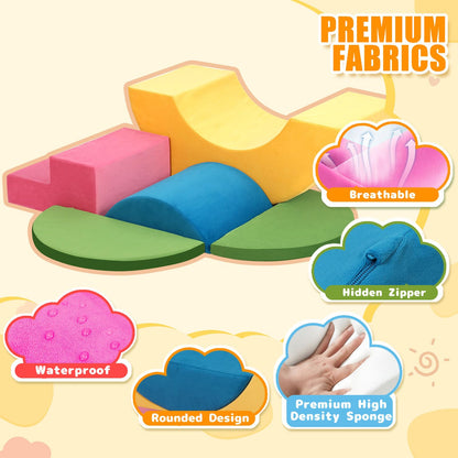 Toddler Climbing Toys Indoor, 7-Piece Colourful Foam Climbing Blocks, Soft Play Climbing for Toddlers, Modular Crawling & Sliding Play Set for Toddlers 1-3 Years Old