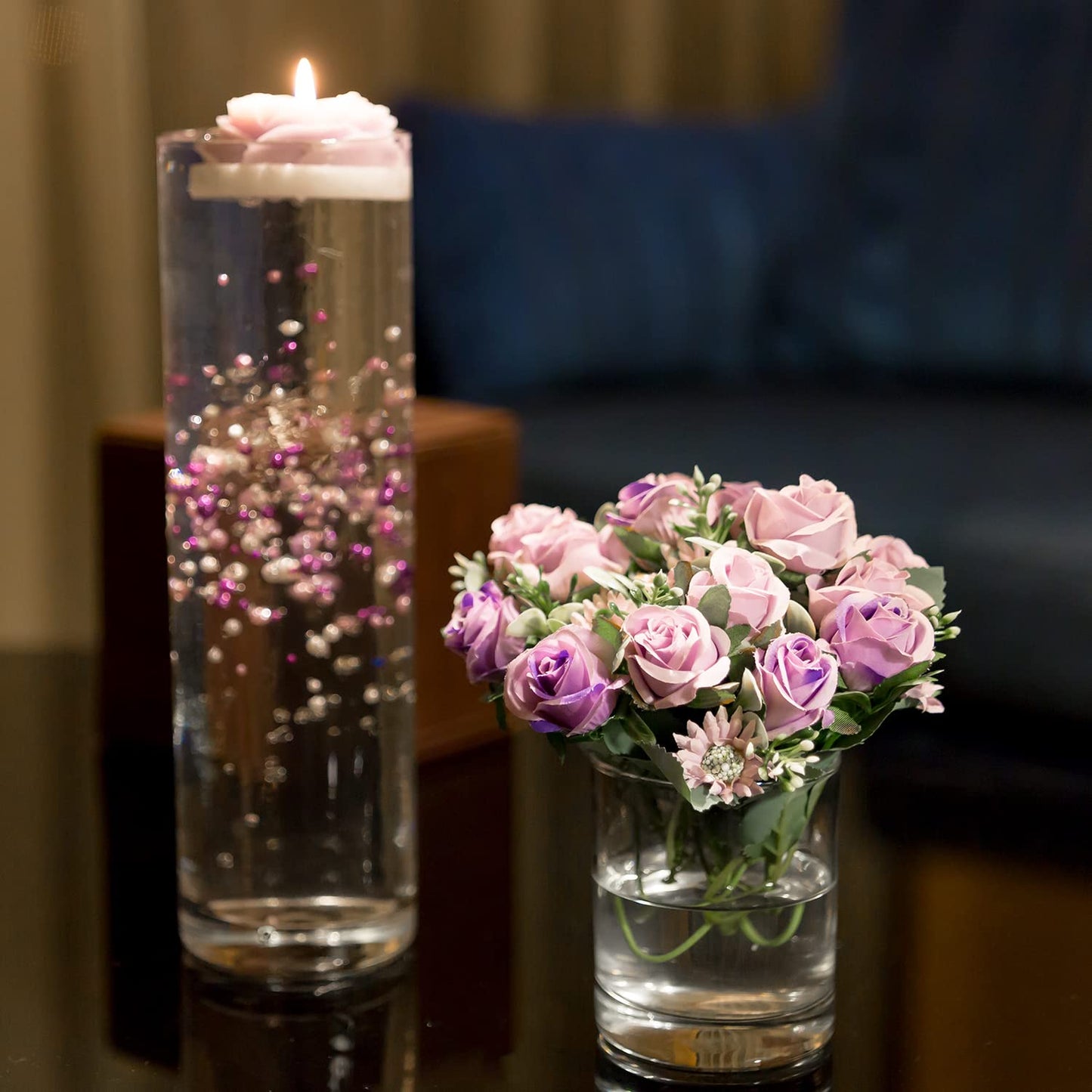 Artificial Phalaenopsis with Candles Diamond Lace Nearly Natural Orchid for Table Centerpiece Wedding Party Home Bar Restaurant Festival Decoration Pink Suit