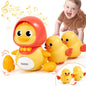 hahaland Crawling Baby Toys 6-12 Months - 3 PCS Musical Mother Duck and Ducklings Toy - Tummy Time Toys Moving Developmental 7 8 9 10 Month Old Toy Must Haves - Shower Gifts Dancing Duck for Babies