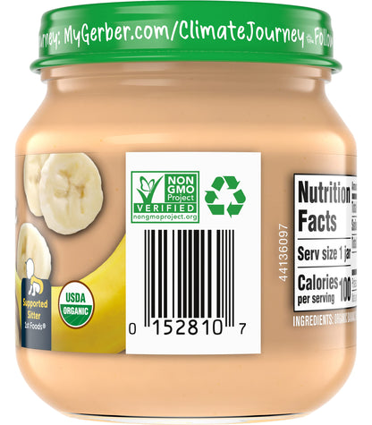 Gerber Organic for Baby 2nd Foods Veggie Power Baby Food Jar (Banana, Pack of 6)