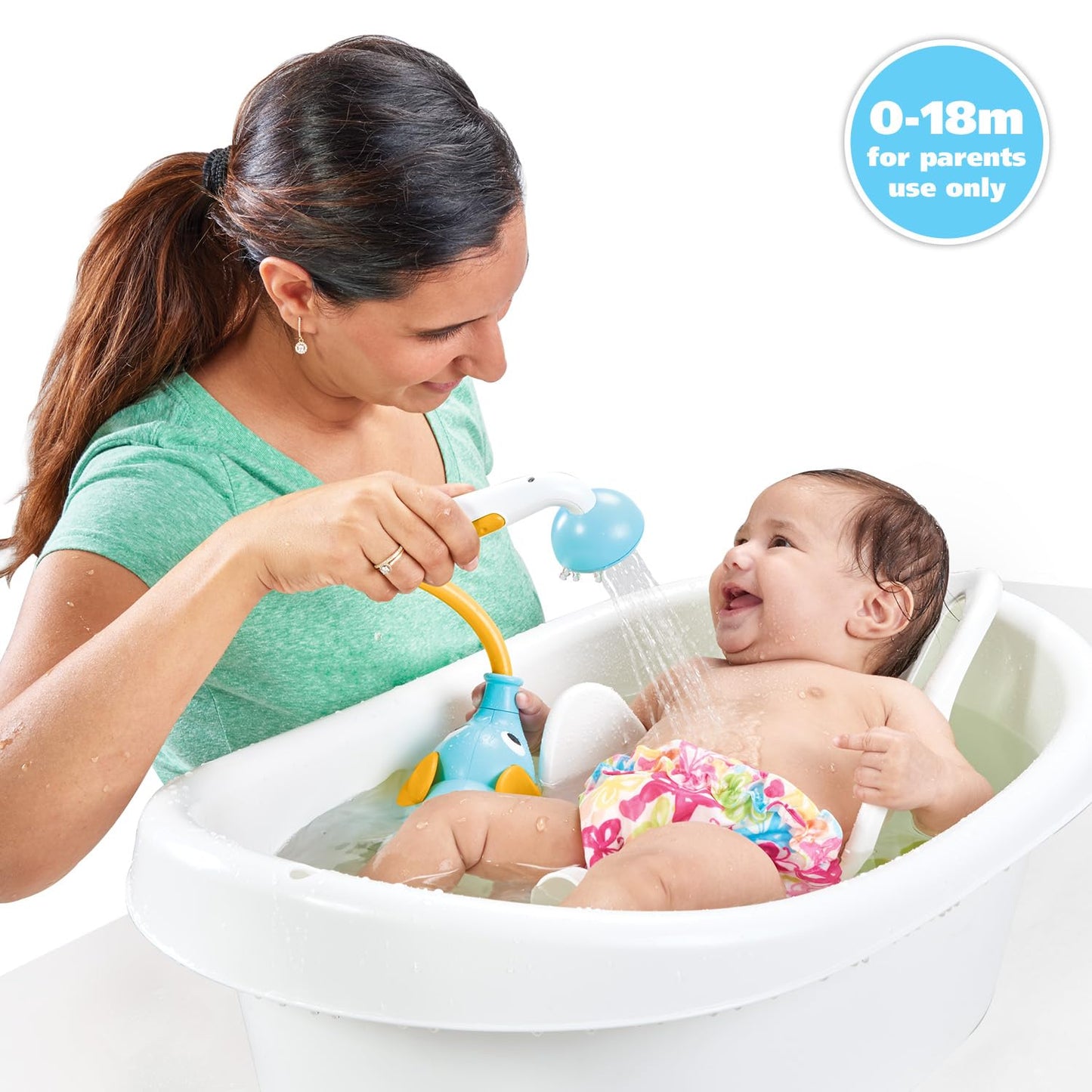 Yookidoo Baby Bath Shower Head - Elephant Water Pump with Trunk Spout Rinser - Control Water Flow from 2 Elephant Trunk Knobs for Maximum Fun in Tub or Sink for Newborn Babies