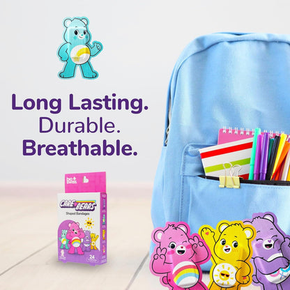 Care Bears Shaped Bandages Set for Kids - Bundle Includes 2 Boxes of 24 Count Colorful Adhesives and Stickers | Care Bears First Aid Kit Supplies for Girls, Boys