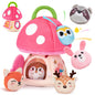 hahaland Baby Girl Toys 6-12 Months - My First Mushroom House with Stuffed Jungle Animals, Rattle, Crinkle Paper, Mirror - Developmental Sensory Montessori Toys for Toddlers 1 Year Old Girl Gifts