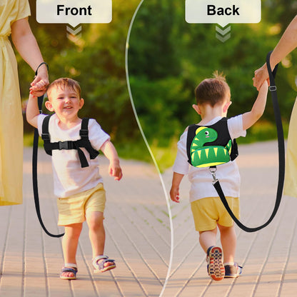 Accmor Toddler Harness with Leash, Cute Dinosaur Kids Harness + Anti Lost Wrist Link, Mini Child Harness Leash Wristband Strap Belt Protector for Baby Boys Girls to Outdoor Travel (Blue)