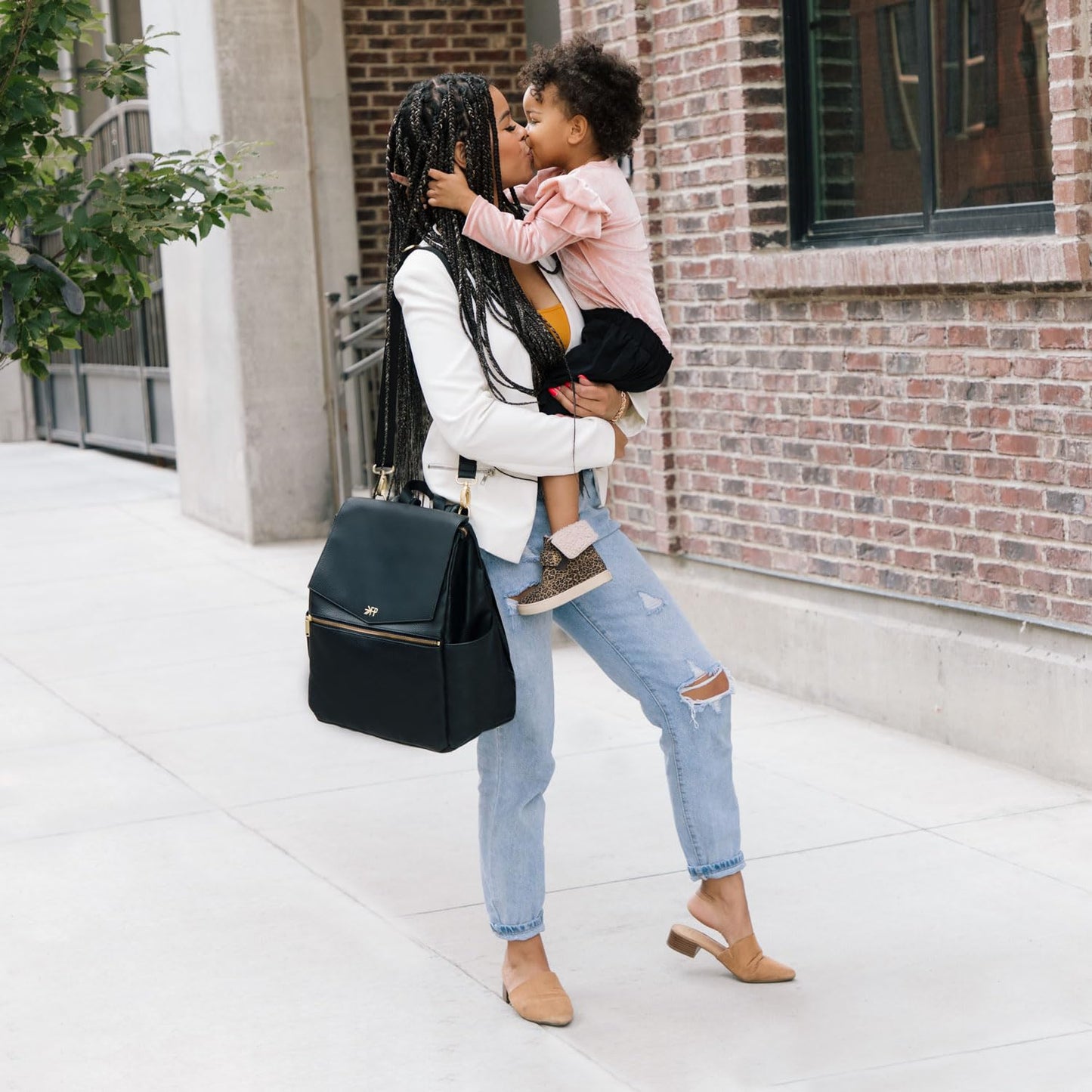 Freshly Picked Classic II Diaper Bag Backpack, Wipeable Vegan Leather With Changing Pad (Sage Green V2)