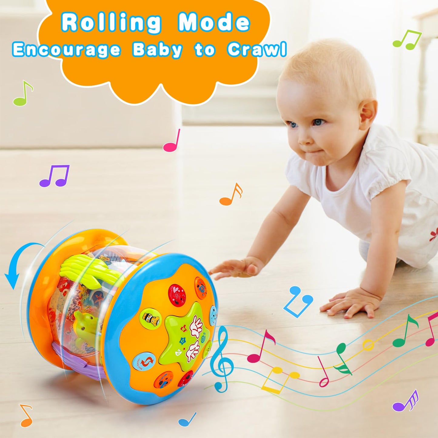 Baby Musical Toys 0-6 6-12 Months Rotating Projector Light Up Infant Tummy Time Toys 0-3-6 Months Sensory Toddler Toy Age 1-2-4 New Birthday Gifts for 1 Year Old Girl Boy Learning &Education Toy