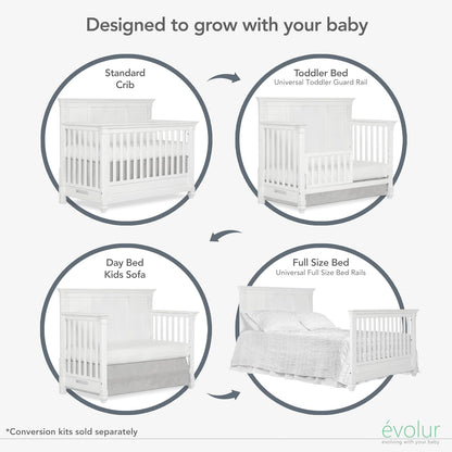 Evolur Signature Cape May 5 in 1 Full Panel Convertible Crib Updated 2022 Edition