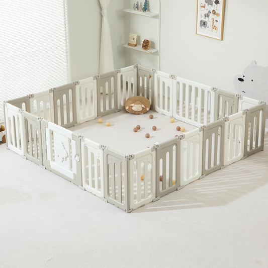 Baby Play Pen - 14 Panels Extra Large Foldable Playpen for Toddlers, UFO Portable Fence, Gate, Yard - Blue
