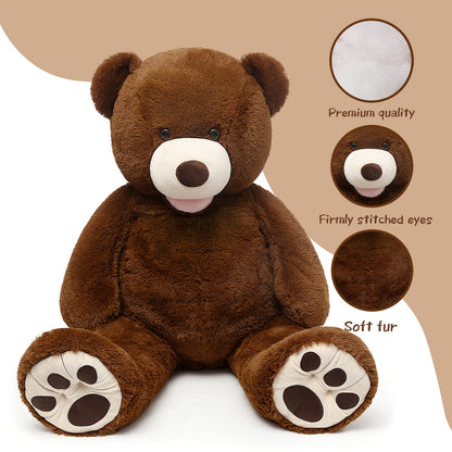 MorisMos Smile Giant Teddy Bear, 51inch Large Stuffed Bears with Big Footprints, Big Stuffed Animals Cuddly Plush Gifts for Girlfriends, Boyfriend, Dark Brown