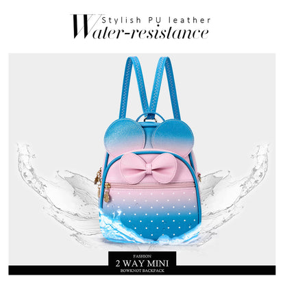 KL928 Girls Bowknot Polka Dot Cute Mini Backpack Small Daypacks Convertible Shoulder Bag Purse for Women