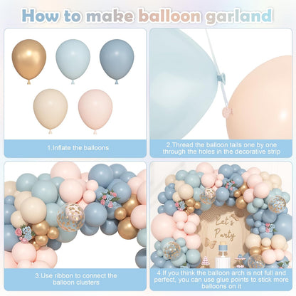 Ouddy Life 157 Pcs Boho Dusty Pink Balloons Arch Garland Kit, Blush Neutral Pink Sand White Metallic Gold Different Size Balloon for Girls Baby Shower Birthday Wedding Gender Reveal Party Decorations