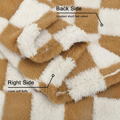 HOMRITAR Checkered Baby Blanket for Boy Girls Ultra Soft Fluffy Fuzzy Toddler Blankets with 3D Chessboard Grid Warmer Comfort Reversible Bed Blanket for Winter 350GSM Black 30 x 40 Inch