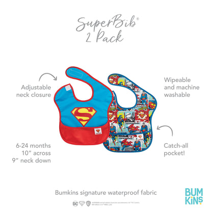 Bumkins Disney Bibs for Girl or Boy, SuperBib Baby and Toddler 6-24 Months, Essential Must Have for Eating, Feeding, Baby Led Weaning, Mess Saving Waterproof Soft Fabric, 3-pk Pooh Bear and Friends
