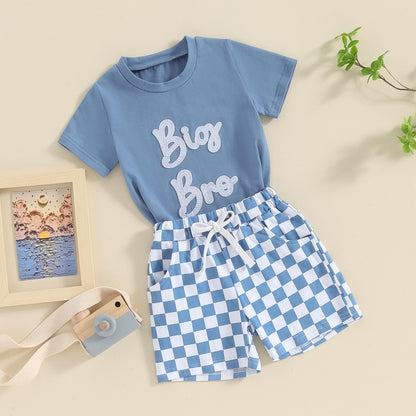 Toddler Baby Boy Summer Clothes Letter Short Sleeve T Shirt/Romper Casual Shorts Set Brother Matching Outfits
