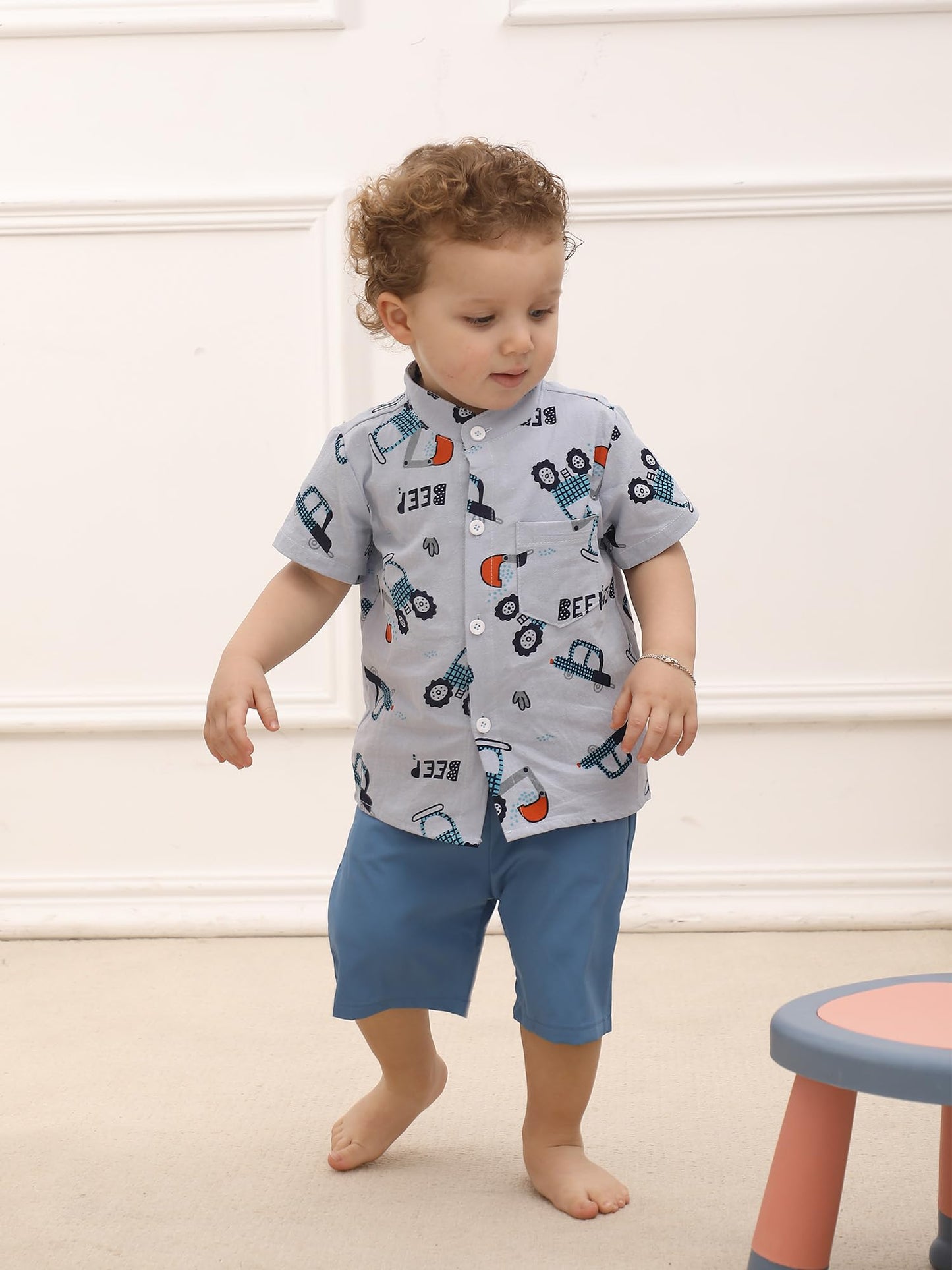 SUREPOCH Baby Boy Clothes Toddler Summer Outfits Short-sleeved Shirt Elastic Pants Two-piece Set Cute Baby Boy Outfits