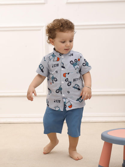 SUREPOCH Baby Boy Clothes Toddler Summer Outfits Short-sleeved Shirt Elastic Pants Two-piece Set Cute Baby Boy Outfits
