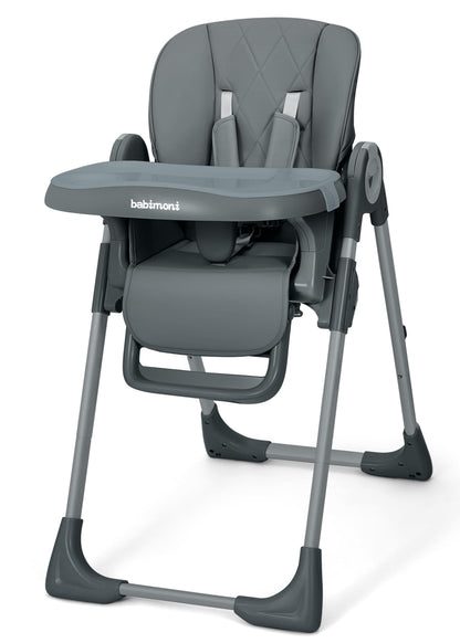 4 in 1 High Chairs for Babies and Toddlers, Convertible Foldable Baby High Chairs, Feeding and Eating Seat Highchair with 4 Levels of Recline and 7 Levels of Height Adjustment, Gray