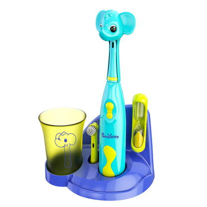 Brusheez Kids’ Electric Toothbrush Set - Safe & Effective for Ages 3+ - Parent Tested & Approved with Gentle Bristles, 2 Brush Heads, Rinse Cup, 2-Minute Timer, & Storage Base (Sparkle The Unicorn)