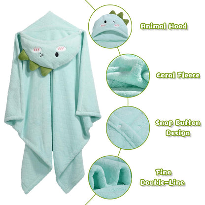Hooded Baby Towels Boy for 0-6 Years, 50"x 32" Extra Large Toddler Bath Towels with Hood for Boys & Girls, 2-Pack Absorbent Thick Soft Gift for Kids Yellow Lion & Orange Monkey