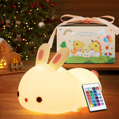 One Fire Night Light for Kids Bunny Cute Lamp, Kawaii 16 Colors Kids Night Light Baby Night Light Lamp, Rechargeable Toddler Night Light for Baby Nursery Night Light,Kids Lamp Nightlight for Kids Room