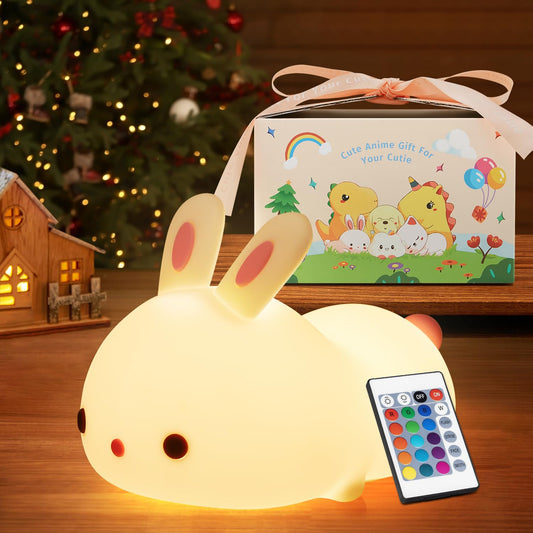 One Fire Night Light for Kids Bunny Cute Lamp, Kawaii 16 Colors Kids Night Light Baby Night Light Lamp, Rechargeable Toddler Night Light for Baby Nursery Night Light,Kids Lamp Nightlight for Kids Room