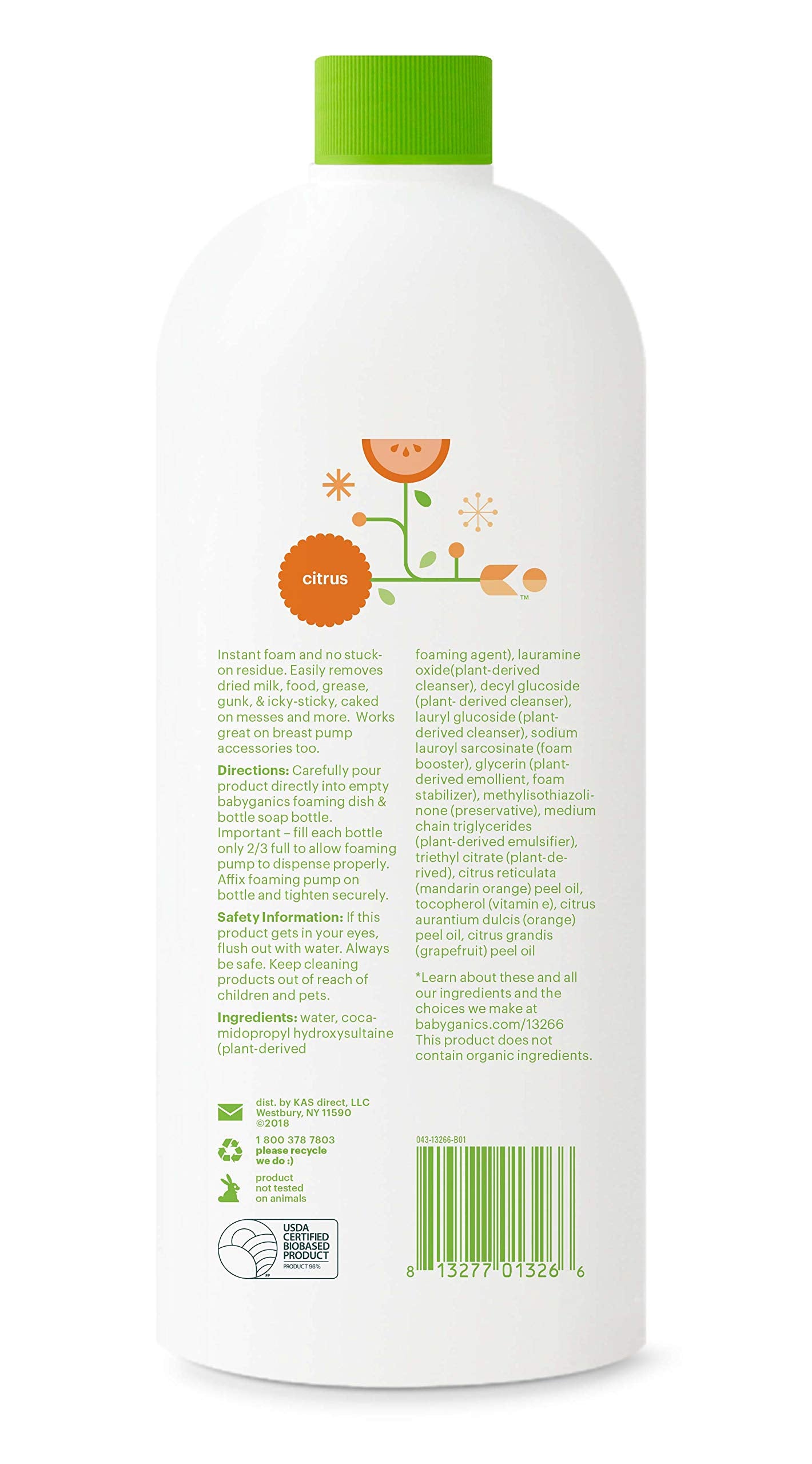 Babyganics Foaming Dish Soap, Pump Bottle, Fragrance Free, 16oz, 3 Pack