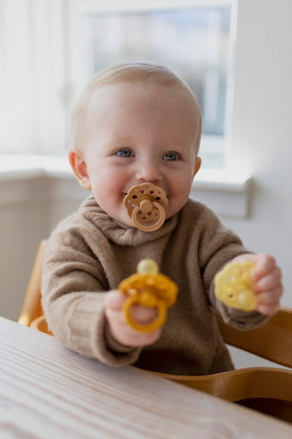 BIBS Pacifiers - Boheme Collection | BPA-Free Baby Pacifier | Made in Denmark | Set of 2 Ivory/Blossom Color Premium Soothers | Size 0-6 Months