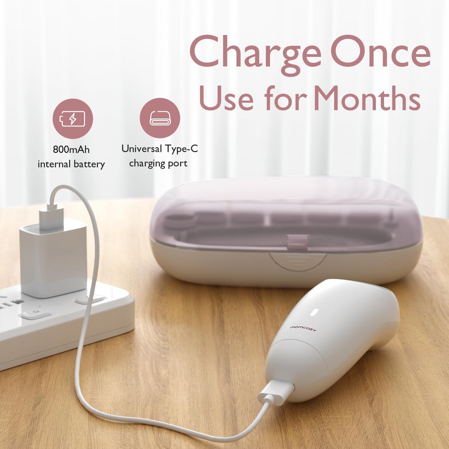 Momcozy Baby Nail File Electric, Gentle Baby Nail Trimmer Electric Rechargeable, Baby Nail Clipper Electric, 7 Grinding Head Replacement Pads
