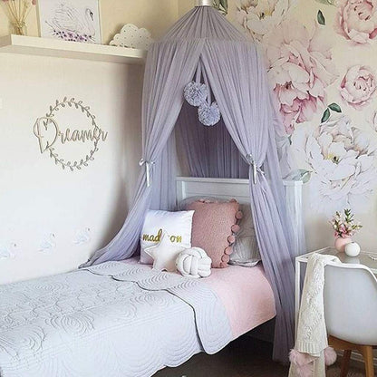 Bed Canopy for Girls - Princess Bed Canopy Mosquito Net Nursery Play Room Decor Dome Premium Yarn Netting Curtains Baby Game Dream Castle, Pink