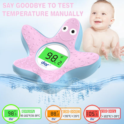 Baby Bath Thermometer, Digital Water Temperature Thermometers with 3 Color Backlit and Temperature Warning, Safety Bath Tube Thermometers Floating Toy for Infant, Toddler
