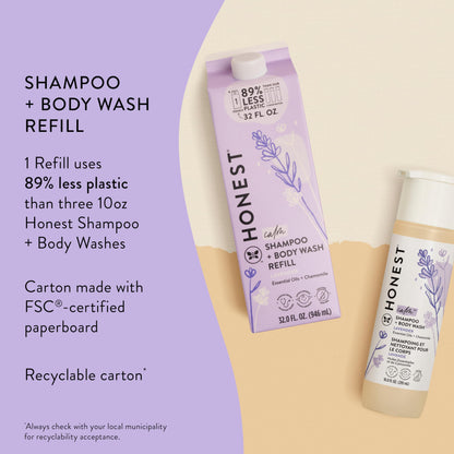 The Honest Company 2-in-1 Cleansing Shampoo + Body Wash for Sensitive Skin | Gentle for Baby | Naturally Derived, Tear-free, Hypoallergenic | Fragrance Free, 10 fl oz