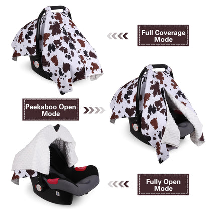 Rquite Car Seat Cover Baby, Carseat Covers Baby Boy, Minky Infant Car Seat Cover Winter, Peekaboo Opening Car Seat Canopy, Multi-use Baby Carrier, Stroller, Nursing Cover, Minky Blanket, Dinosaur