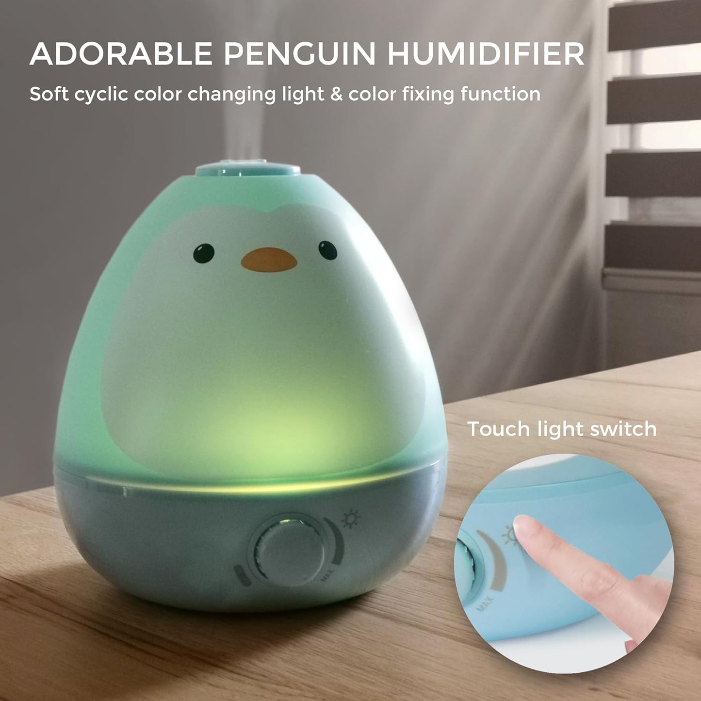 Earnest Living Baby 3-in-1 Cool Mist Humidifier with Essential Oil Diffuser + Nightlight, Humidifier for Kids Bedroom, Nursery + Large Rooms, Whisper-Quiet, Auto Shut Off
