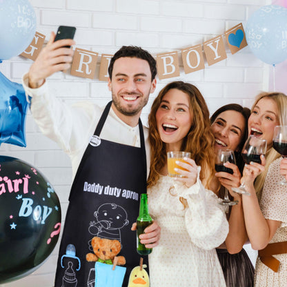 7 Pcs Daddy Duty Apron Diaper Duty Apron New Dad Gifts for Baby Shower Gender Reveal First Time New Dad Gifts (Black,Classic)
