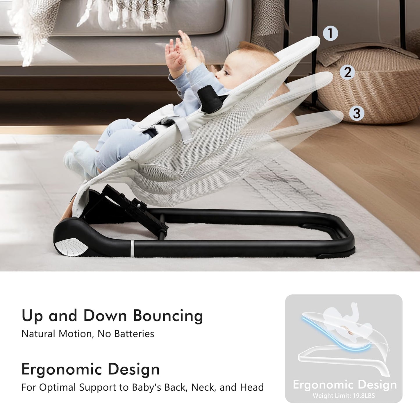 Baby Bouncer Chair - Comfortable Support for Your Little One's Blissful Moments (Normal, Black)