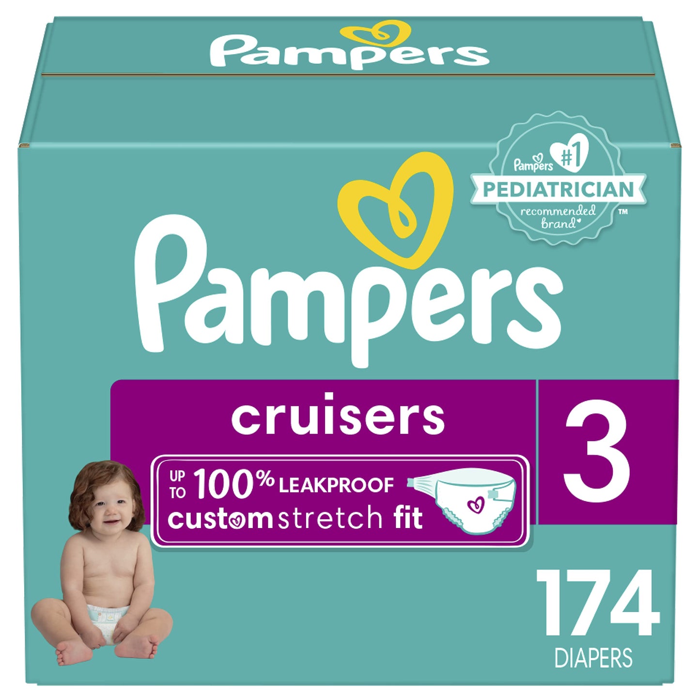 Pampers Cruisers Diapers - Size 3, 84 Count, Disposable Active Baby Diapers with Custom Stretch