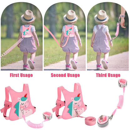 Toddler Leash-Baby Walking Safty Harness and Child Anti Lost Wrist Link for Girls/Boys Travel (Pink)