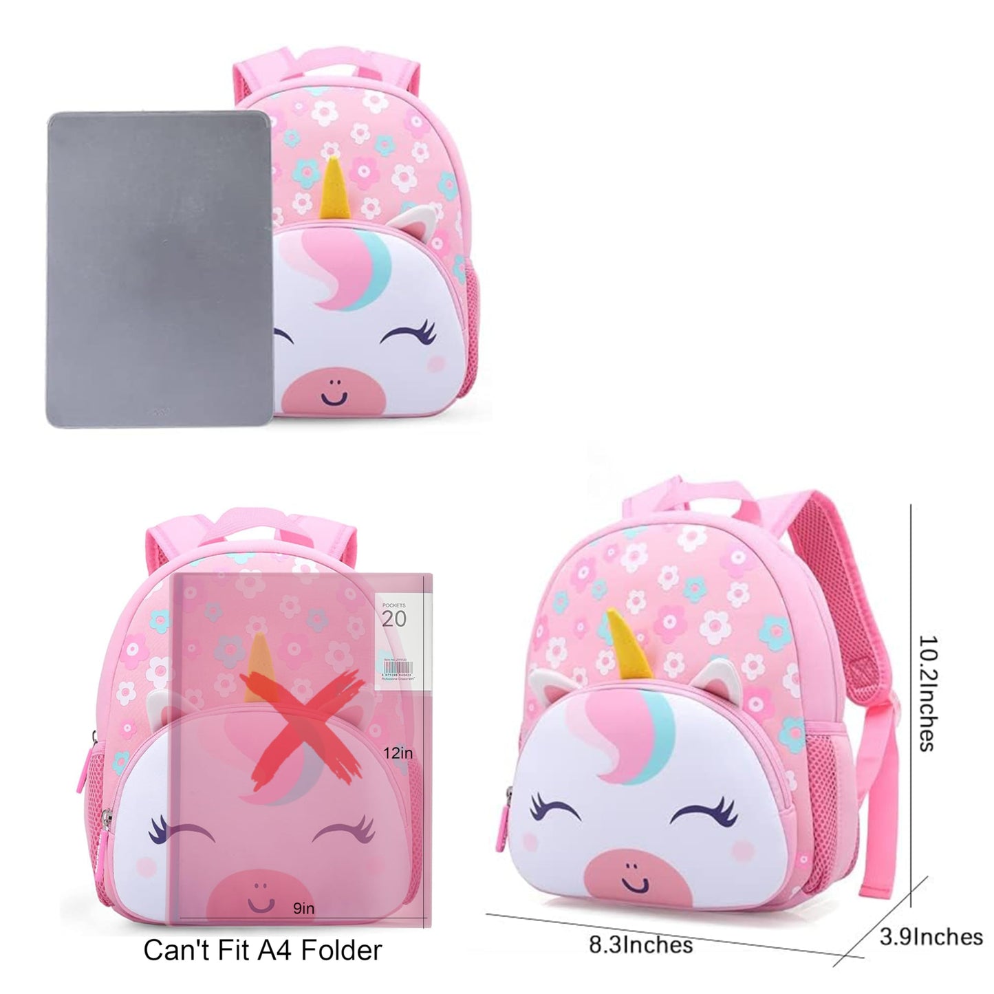 KK CRAFTS Preschool Backpack Toddler Neoprene Animal Schoolbag Lunch backpack for Kids Boys Girls(Dinosaur)