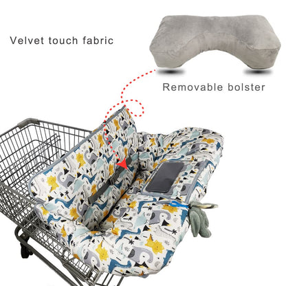 Shopping Cart Cover for Baby/Toddler 2-in-1 High Chair Cover, Easy Attach & Remove, with Cellphone Holder, Pink Strip Star