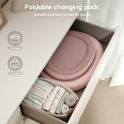 Mamatepe Baby Changing Pad, Soft, Foldable Leather Diaper Changing Pad, Waterproof & Non-Slip Wipeable, 30"X19",Pink