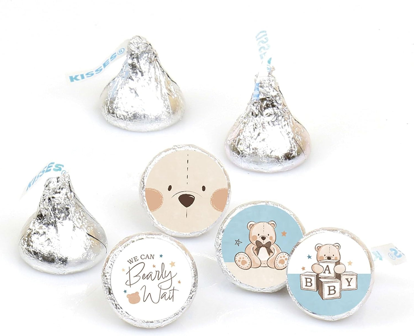Big Dot of Happiness We Can Bearly Wait - Teddy Bear Baby Shower Round Candy Sticker Favors - Labels Fit Chocolate Candy (1 Sheet of 108)