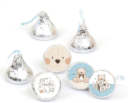 Big Dot of Happiness We Can Bearly Wait - Teddy Bear Baby Shower Round Candy Sticker Favors - Labels Fit Chocolate Candy (1 Sheet of 108)