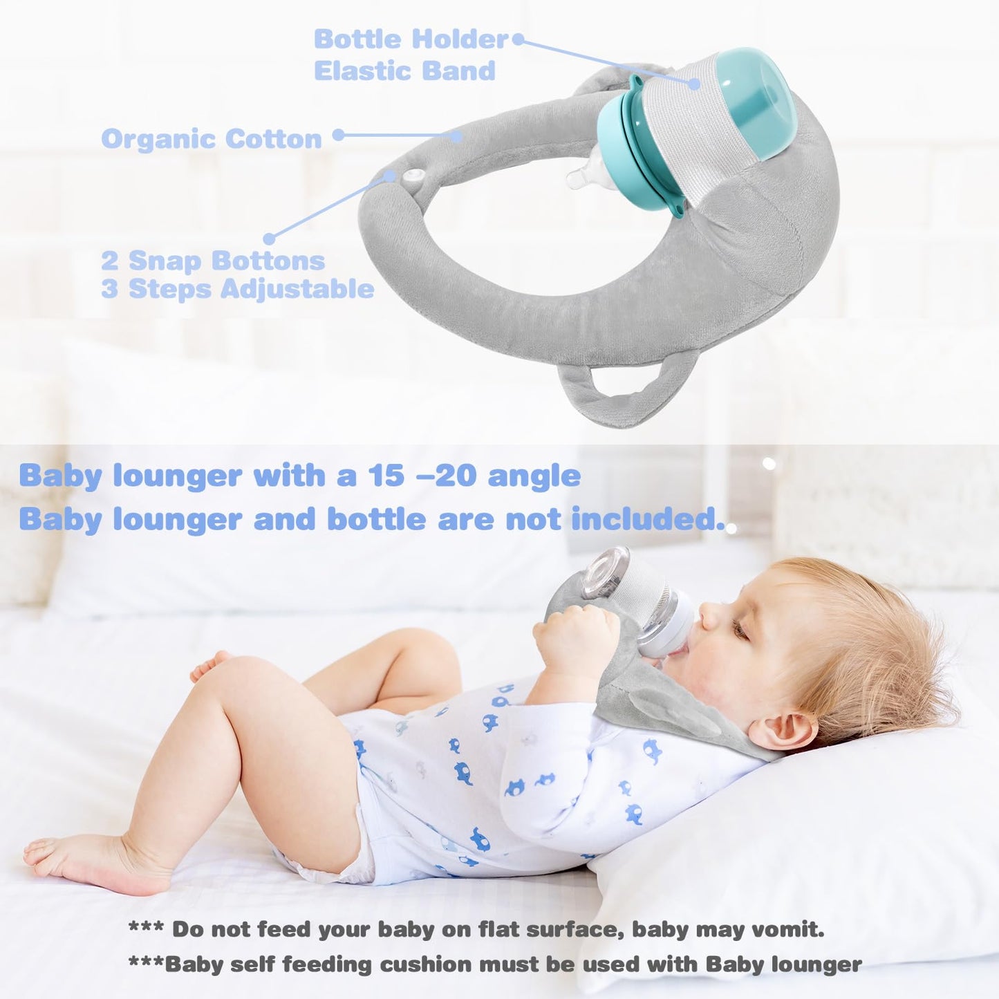 Baby Bottle Holder,Bottle Holder for Baby self Feeding,Baby Bottle Holder Hands Free Feeding,Newborn Bottle Holder,Twin Baby Feeding Pillow,Newborn Essentials (Minty Green）